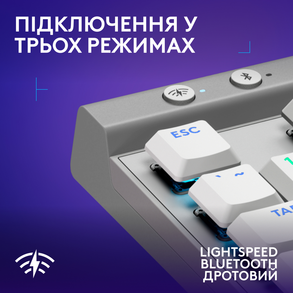 Клавіатура Logitech G515 TKL Lightspeed Tactile Bluetooth UA White (920-012539) - фото 5 Клавіатура Logitech G515 TKL Lightspeed Tactile Bluetooth UA White (920-012539) - фото 5