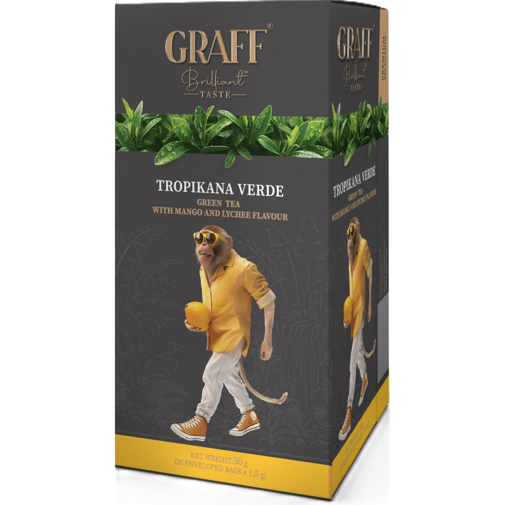 Чай Graff Зелений Tropicana Verde Манго-Лічі 20 пакетиків х 1.5 г (4820279610665) Чай Graff Зелений Tropicana Verde Манго-Лічі 20 пакетиків х 1.5 г (4820279610665)