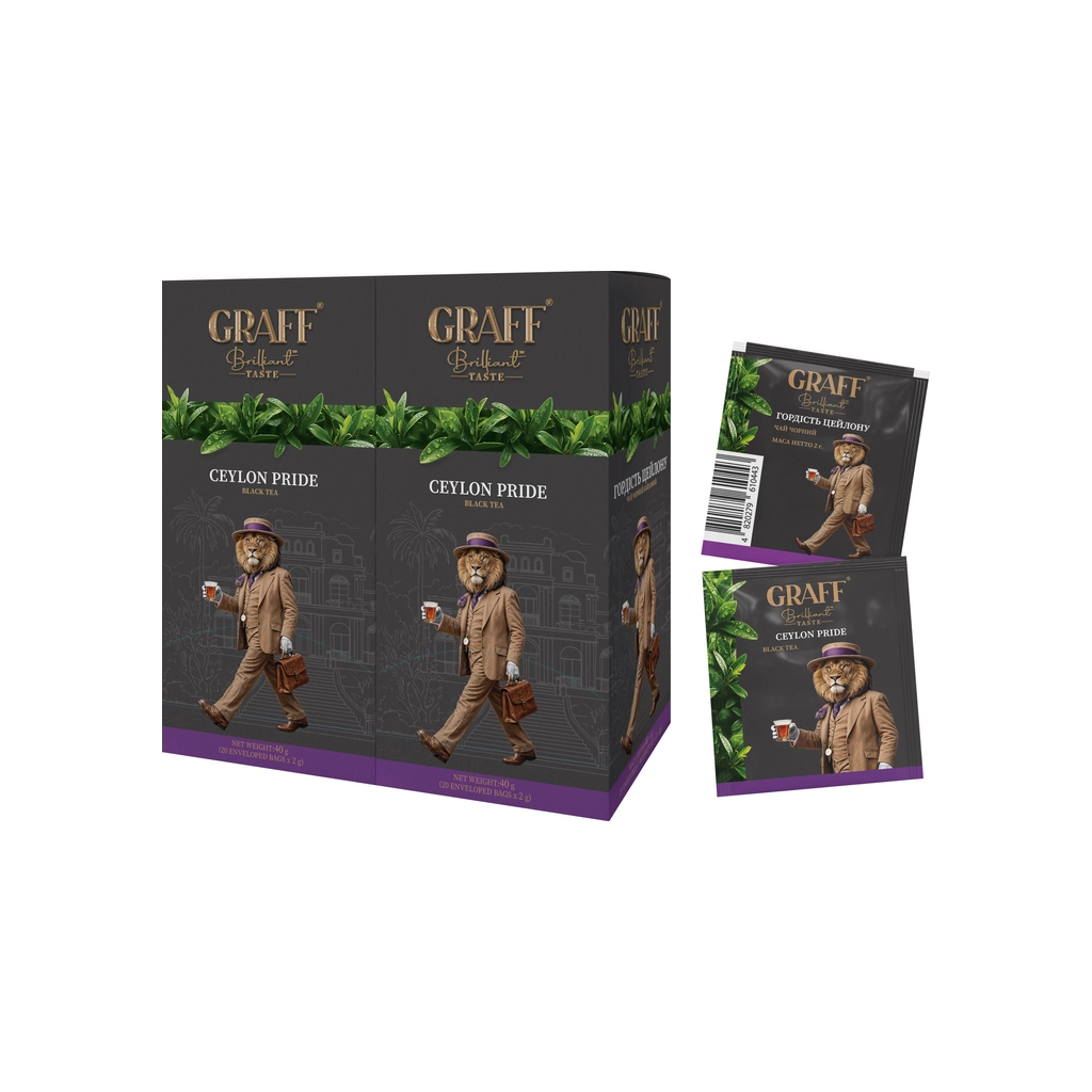 Чай Graff Ceylon pride Чорний Байховий 20 пакетиків х 2 г (4820279610450) - фото 1 Чай Graff Ceylon pride Чорний Байховий 20 пакетиків х 2 г (4820279610450) - фото 1