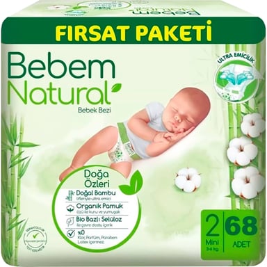 Підгузки Bebem Natural 2 mini 3-6 кг 68 шт (8690536831944) - фото 1