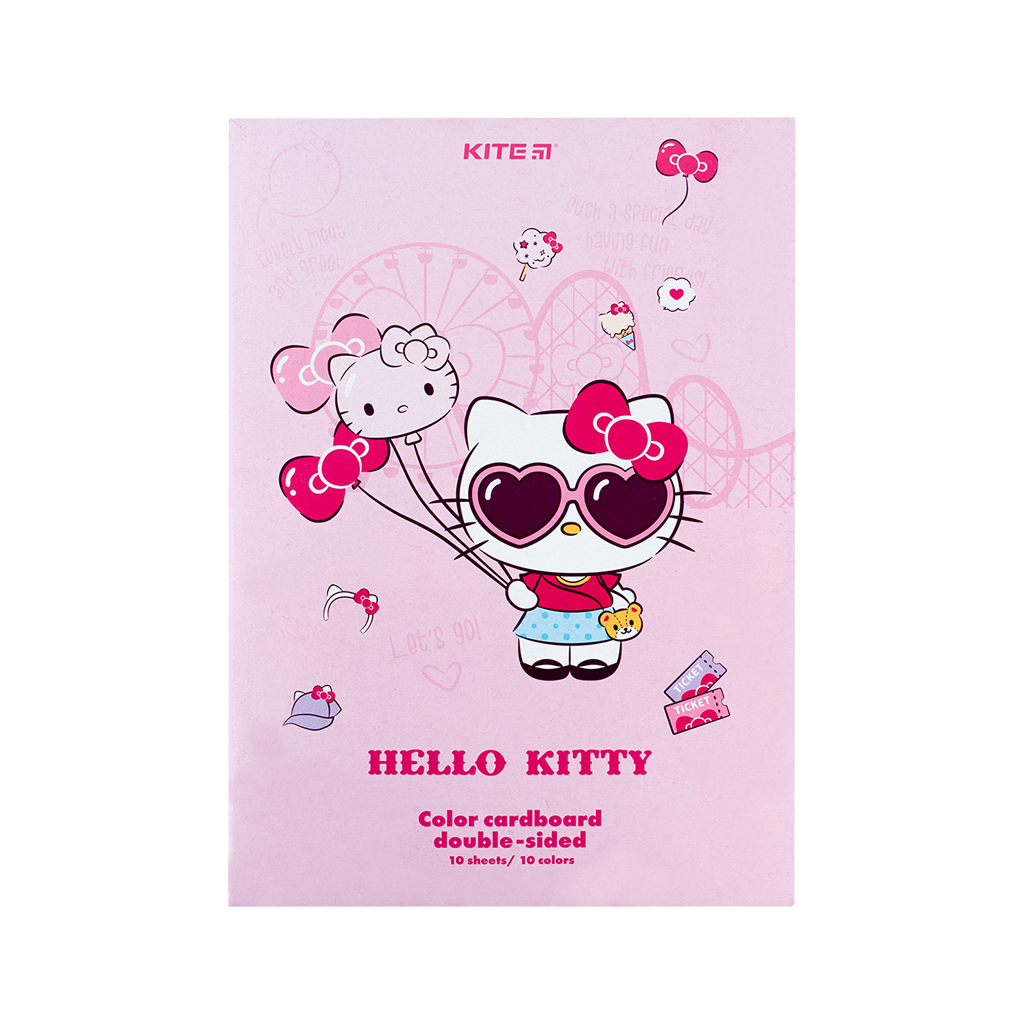 Кольоровий картон Kite А4 двосторонній Hello Kitty 10 аркушів (HK24-255) - фото 1 Кольоровий картон Kite А4 двосторонній Hello Kitty 10 аркушів (HK24-255) - фото 1