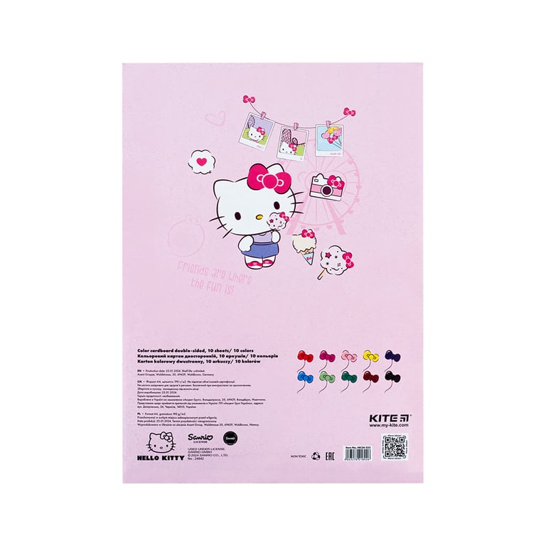 Кольоровий картон Kite А4 двосторонній Hello Kitty 10 аркушів (HK24-255) - фото 4