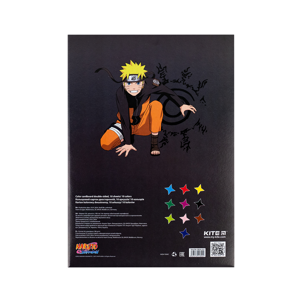 Кольоровий картон Kite А4 двосторонній Naruto 10 аркушів (NR24-255) - фото 4 Кольоровий картон Kite А4 двосторонній Naruto 10 аркушів (NR24-255) - фото 4