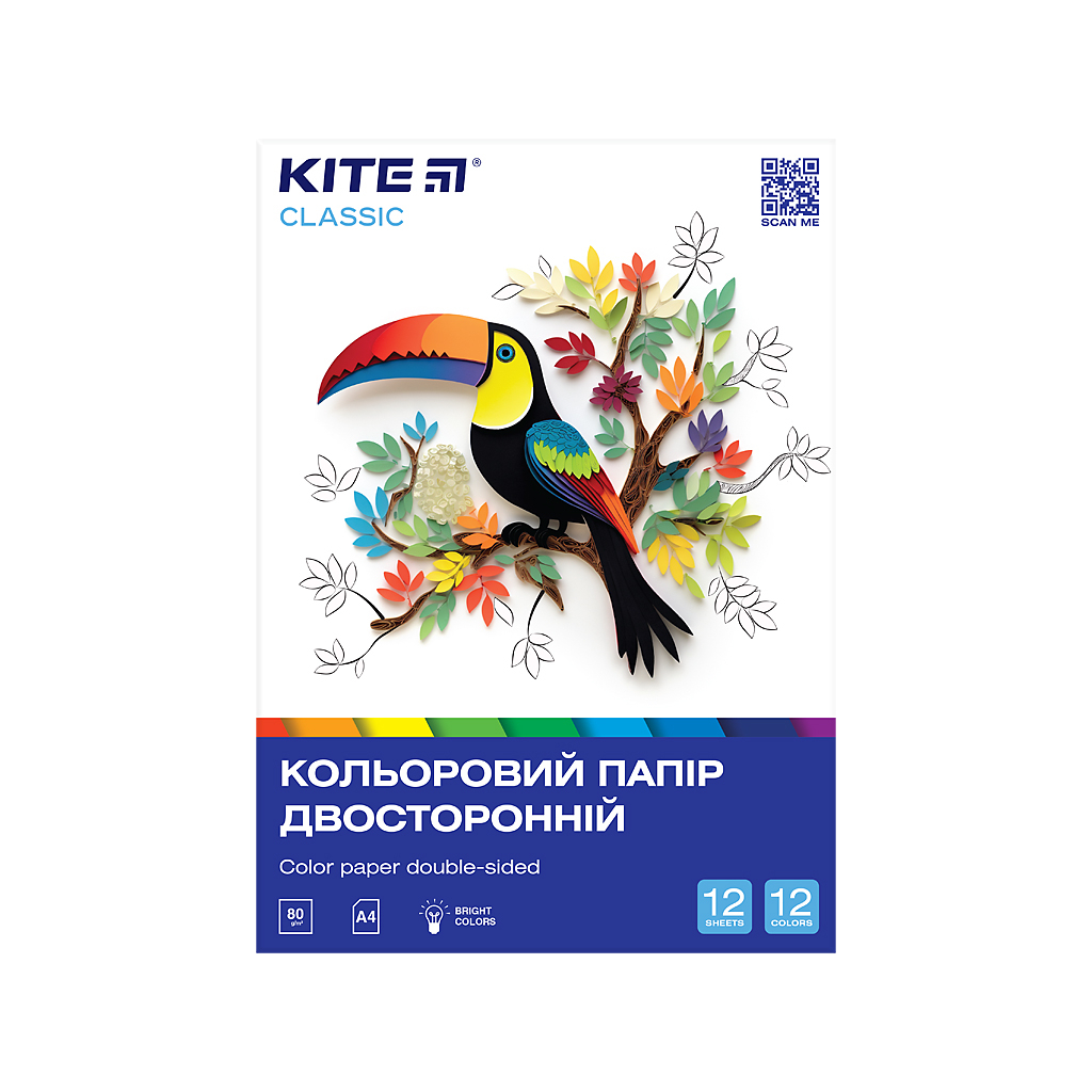 Кольоровий папір Kite А5 двосторонній Classic, 12арк/12 кол (K-287) - фото 1 Кольоровий папір Kite А5 двосторонній Classic, 12арк/12 кол (K-287) - фото 1