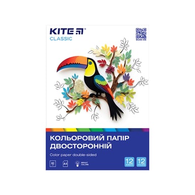 Кольоровий папір Kite А4 двосторонній Classic, 12арк/12 кол (K-287) - фото 1