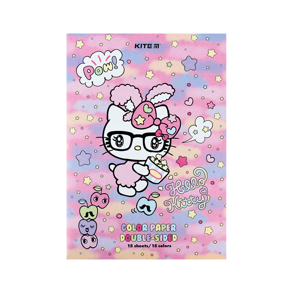 Кольоровий папір Kite А4 двосторонній Hello Kitty 15арк/15 кол (HK24-250) - фото 1 Кольоровий папір Kite А4 двосторонній Hello Kitty 15арк/15 кол (HK24-250) - фото 1
