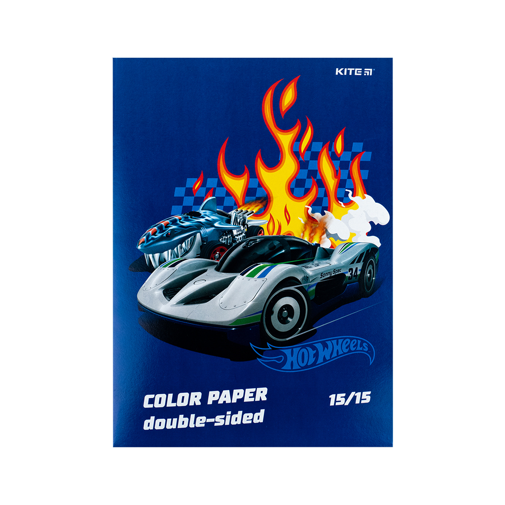 Кольоровий папір Kite А4 двосторонній Hot Wheels 15арк/15 кол (HW24-250) Кольоровий папір Kite А4 двосторонній Hot Wheels 15арк/15 кол (HW24-250)