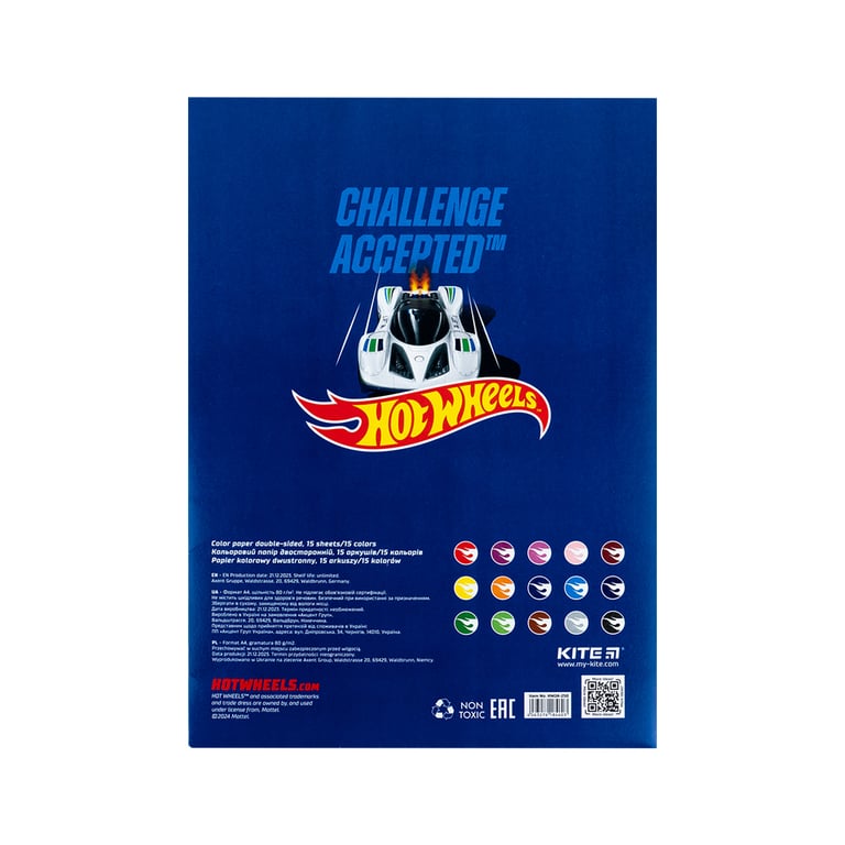 Кольоровий папір Kite А4 двосторонній Hot Wheels 15арк/15 кол (HW24-250) - фото 4
