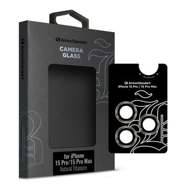 Скло захисне Armorstandart Camera glass Supreme Black Icon iPhone 15 Pro/15 Pro Max Natural Titanium (ARM76592) - фото 1