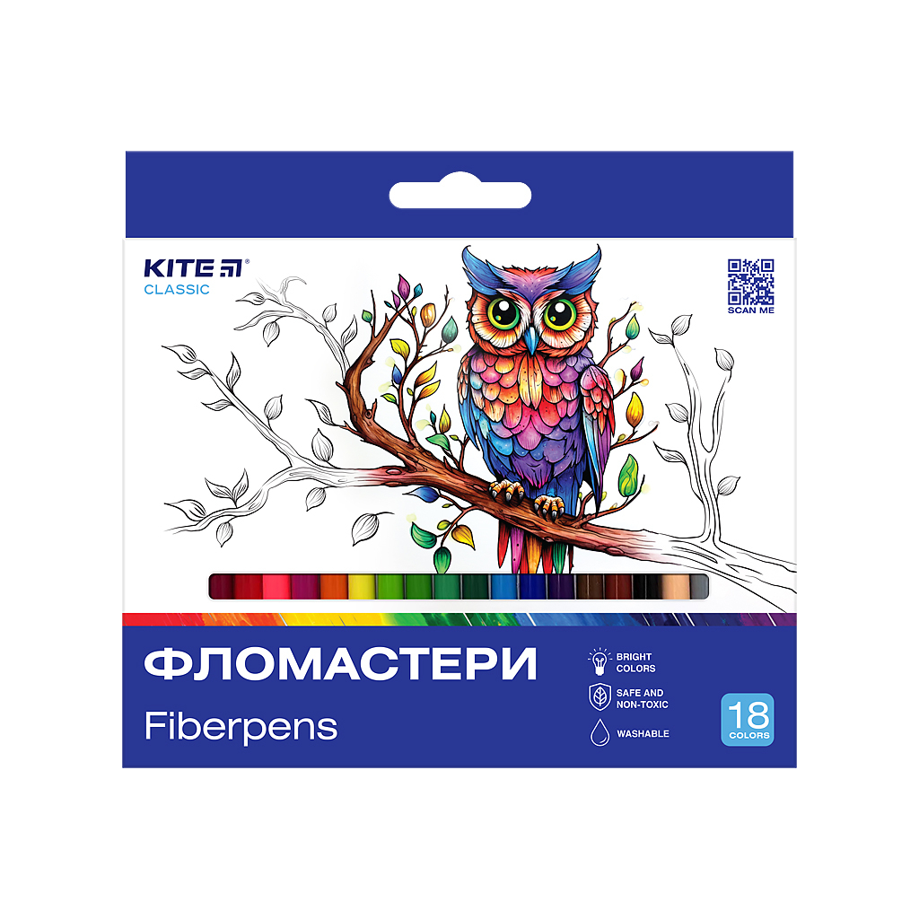Фломастери Kite Classic 18 кольорів (K-448) Фломастери Kite Classic 18 кольорів (K-448)