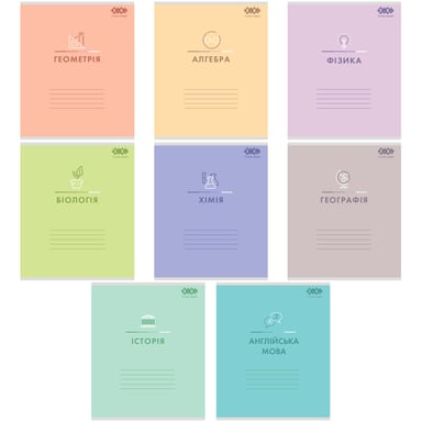 Зошит ZiBi набір учнівських PASTEL 48 аркушів клітинка 10 штук, 8 предметів (ZB.1701-99) - фото 1