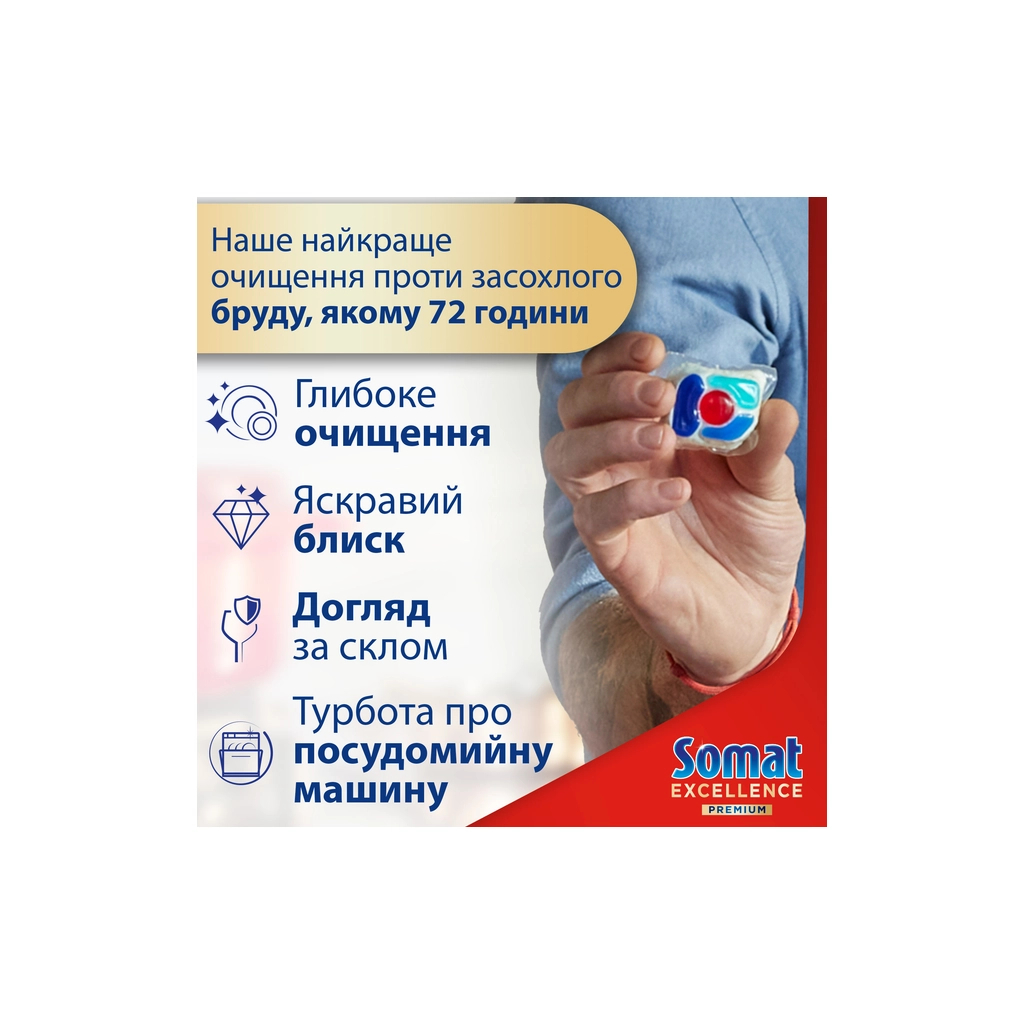 Таблетки для посудомийних машин Somat Excellence 5-в-1 20 шт. (9000101808384) - фото 4 Таблетки для посудомийних машин Somat Excellence 5-в-1 20 шт. (9000101808384) - фото 4