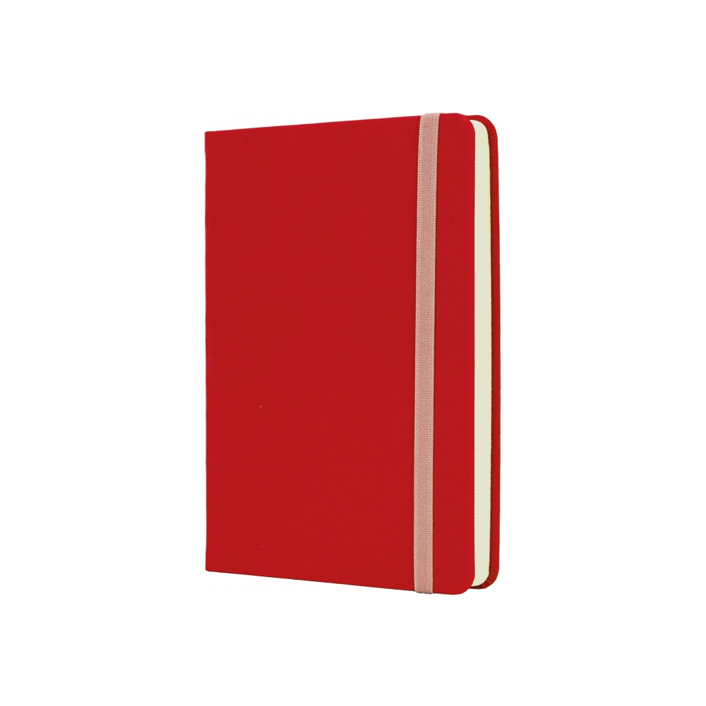 Книга записна Optima А6 SQUARE, тверда обкладинка, гумка, кремовий блок лінія, червоний (O20386-03)