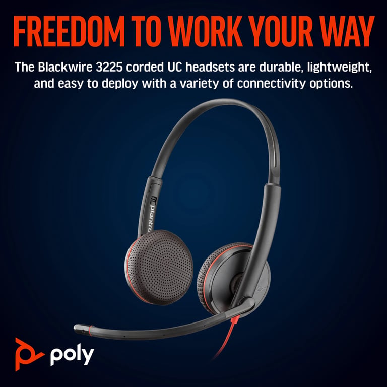 Навушники Poly BlackWire C3225 USB-A HS Stereo Black (80S11AA) - фото 2