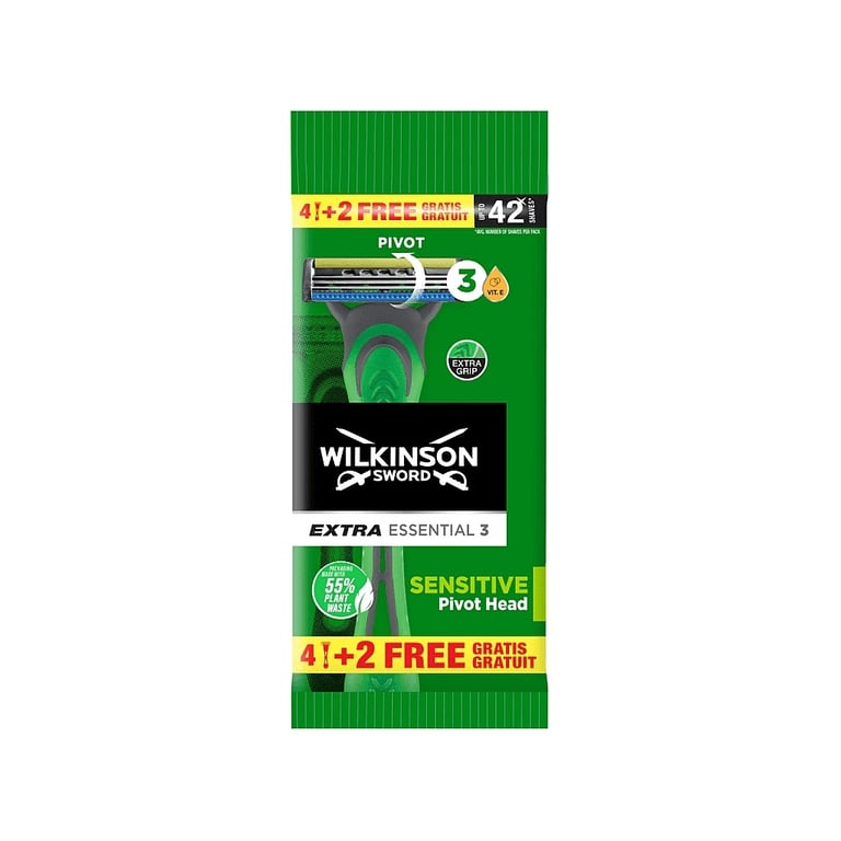 Бритва Wilkinson Sword Extra Essential 3 Sensitive 4+2 шт. (4027800463008) - фото 1