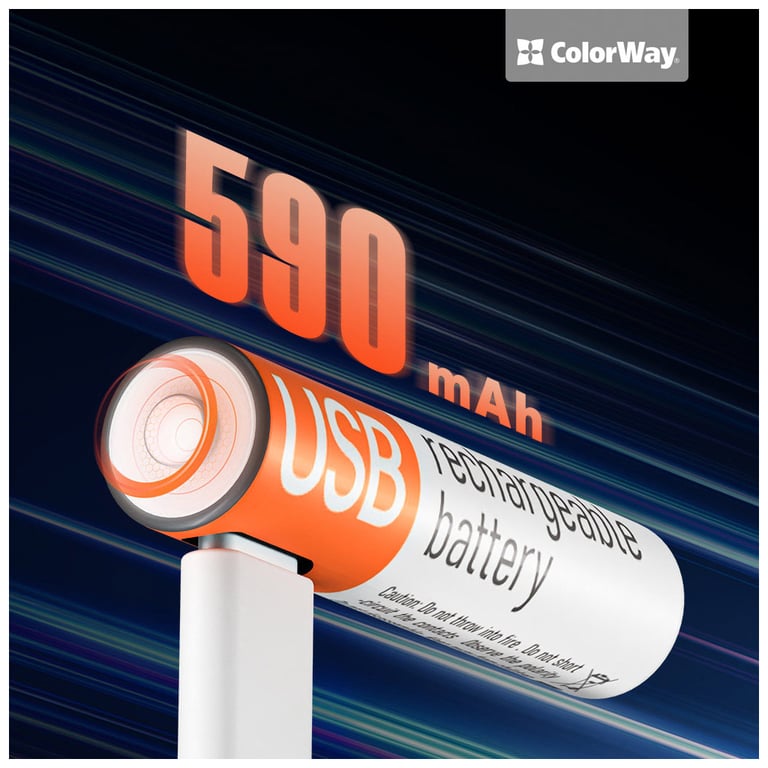 Акумулятор ColorWay AAА USB-С 590 mAh 1.5V (2шт) (Li-Polymer) (CW-UBAAA-09) - фото 5