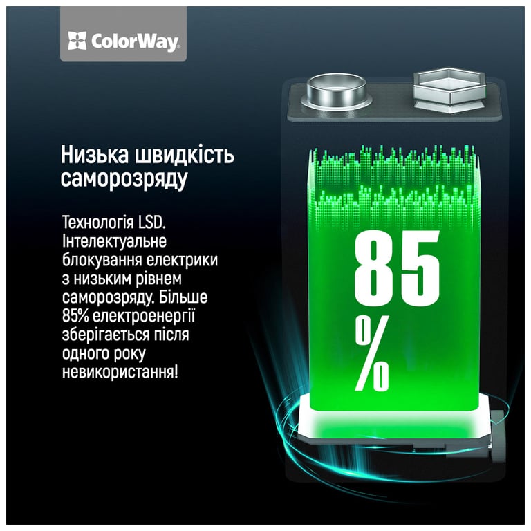 Акумулятор Крона USB-С 390 mAh 9V (Li-Polymer) ColorWay (CW-UB9V-06) - фото 4