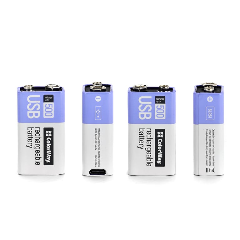 Акумулятор Крона USB-С 390 mAh 9V (Li-Polymer) ColorWay (CW-UB9V-06) - фото 3