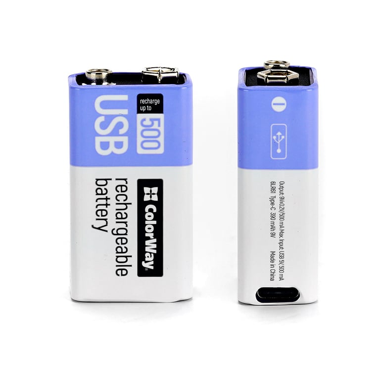 Акумулятор Крона USB-С 390 mAh 9V (Li-Polymer) ColorWay (CW-UB9V-06) - фото 5