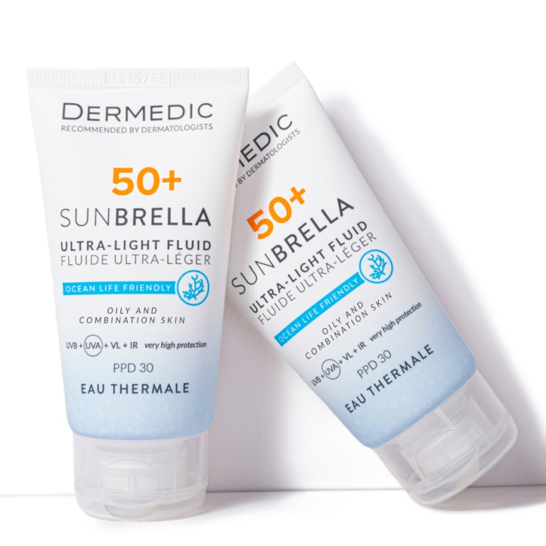 Засіб від засмаги Dermedic Sunbrella Ультралегкий захисний флюїд SPF 50+ Для жирної та комбінованої шкіри 40 мл (5901643177560) - фото 3