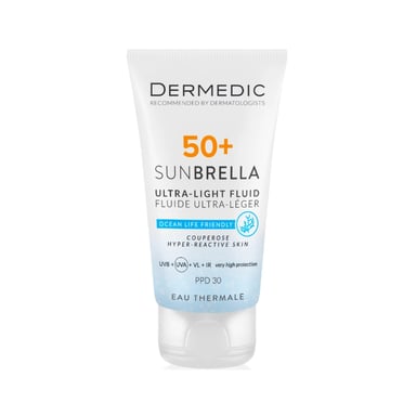 Засіб від засмаги Dermedic Sunbrella Ультралегкий захисний флюїд SPF 50+ Для судинної та гіперактивної шкіри 40 мл (5901643177584) - фото 1