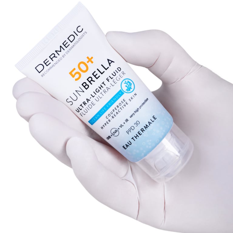 Засіб від засмаги Dermedic Sunbrella Ультралегкий захисний флюїд SPF 50+ Для судинної та гіперактивної шкіри 40 мл (5901643177584) - фото 2
