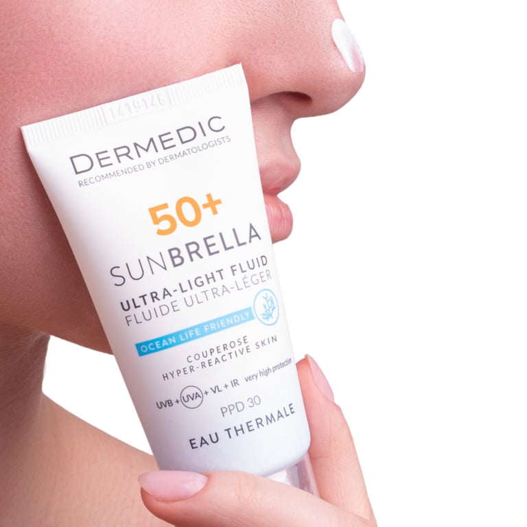 Засіб від засмаги Dermedic Sunbrella Ультралегкий захисний флюїд SPF 50+ Для судинної та гіперактивної шкіри 40 мл (5901643177584) - фото 4