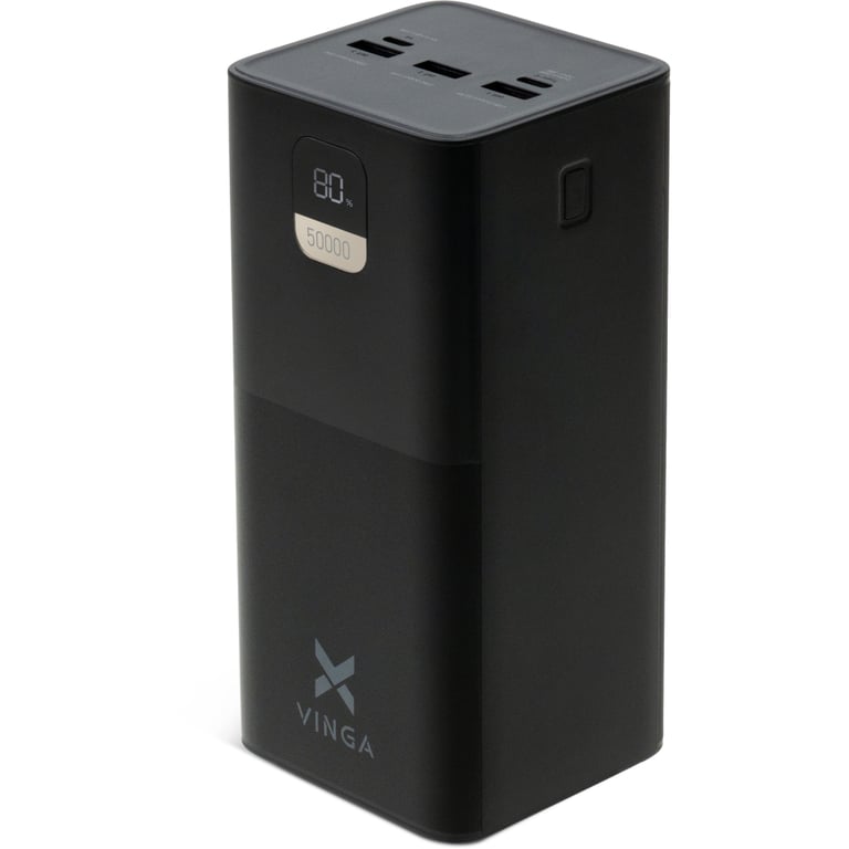 Батарея універсальна Vinga 50000 mAh 22.5W Display Black (VPBB5022) — фото 1