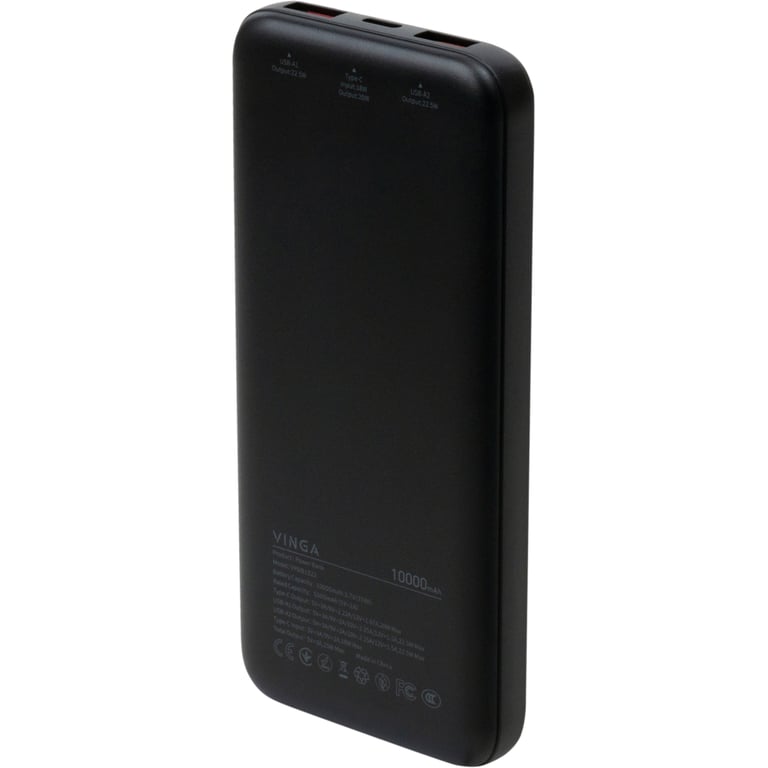 Батарея універсальна Vinga 10000 mAh 22.5W Display Black (VPBB1022) - фото 3