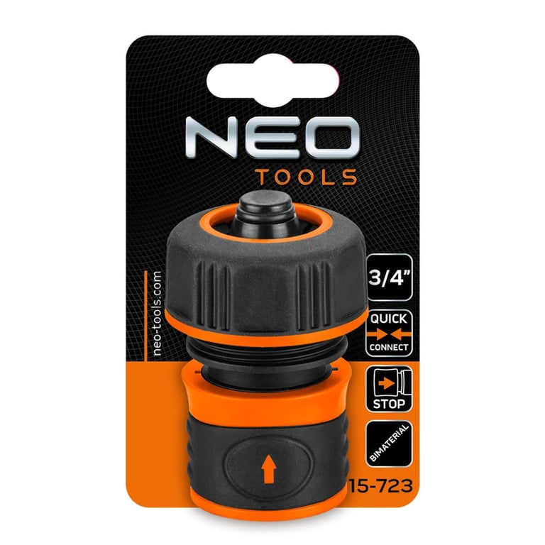 Конектор для шланга Neo Tools для шланга 3/4", з аквастопом, двокомпонентний (15-723) - фото 5