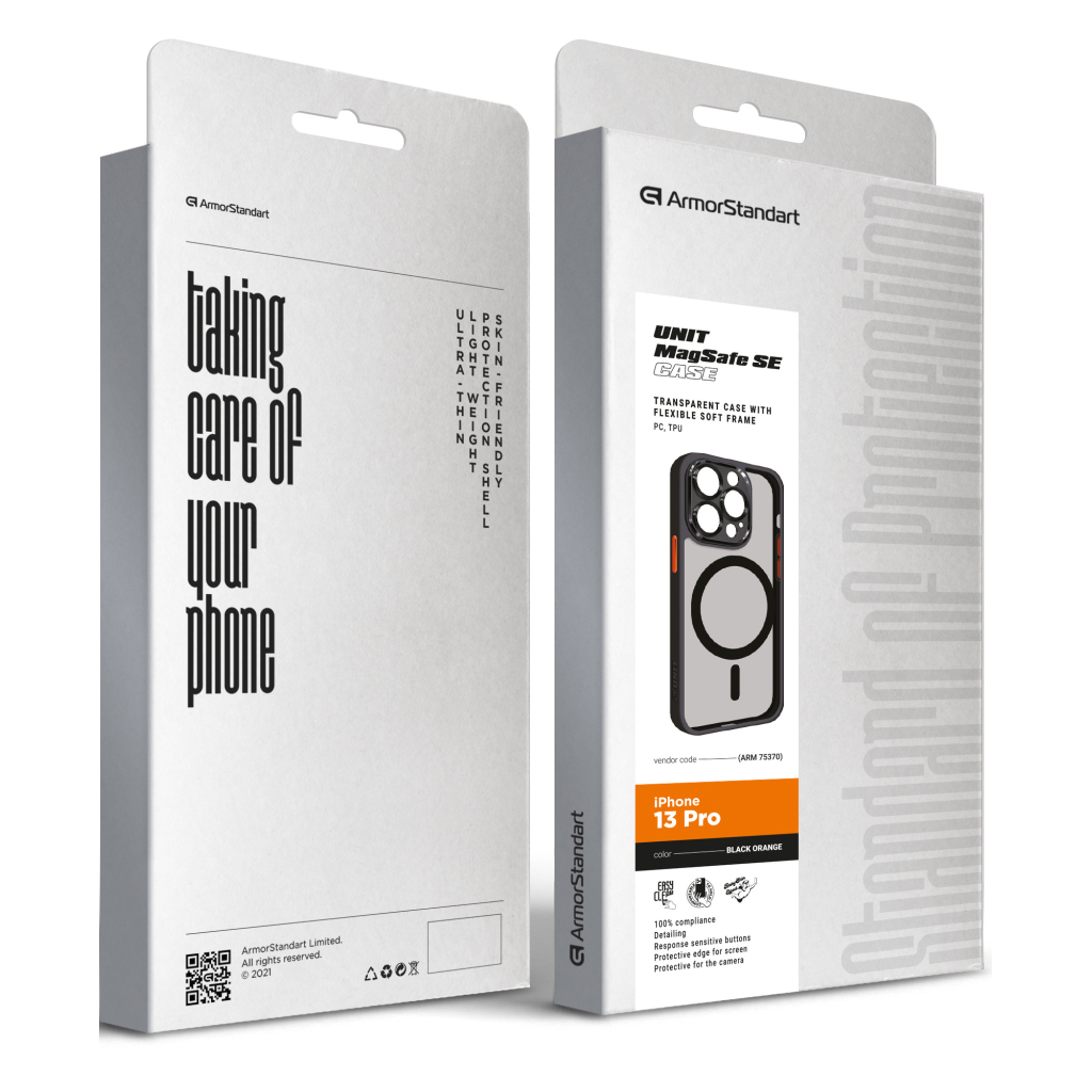 Чохол до мобільного телефона Armorstandart Unit MagSafe SE Apple iPhone 13 Pro Black Orange (ARM75370) - фото 2 Чохол до мобільного телефона Armorstandart Unit MagSafe SE Apple iPhone 13 Pro Black Orange (ARM75370) - фото 2