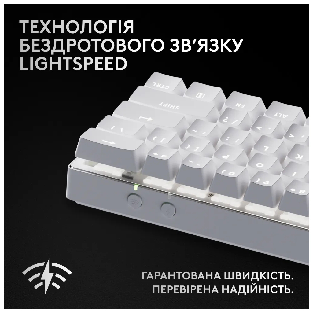 Клавіатура Logitech G Pro X 60 Lightspeed GX Tactile Wireless/Bluetooth UA White (920-011930) - фото 10 Клавіатура Logitech G Pro X 60 Lightspeed GX Tactile Wireless/Bluetooth UA White (920-011930) - фото 10