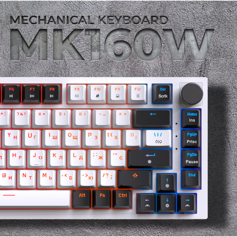Клавіатура GamePro MK160W Hot-Swap Red Swich RGB USB UA White (MK160W) - фото 4