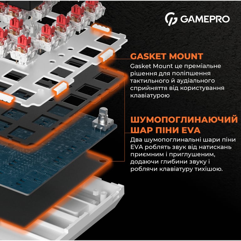 Клавіатура GamePro MK160W Hot-Swap Red Swich RGB USB UA White (MK160W) - фото 9