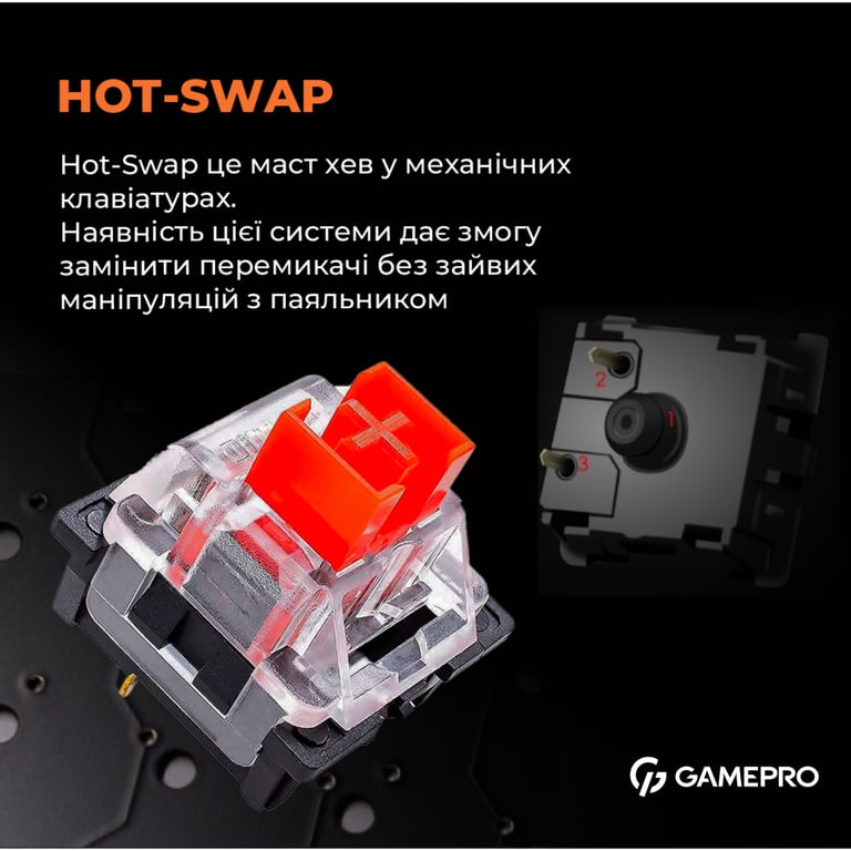 Клавіатура GamePro MK170B Hot-Swap Red Swich RGB USB UA Black (MK170B) - фото 8