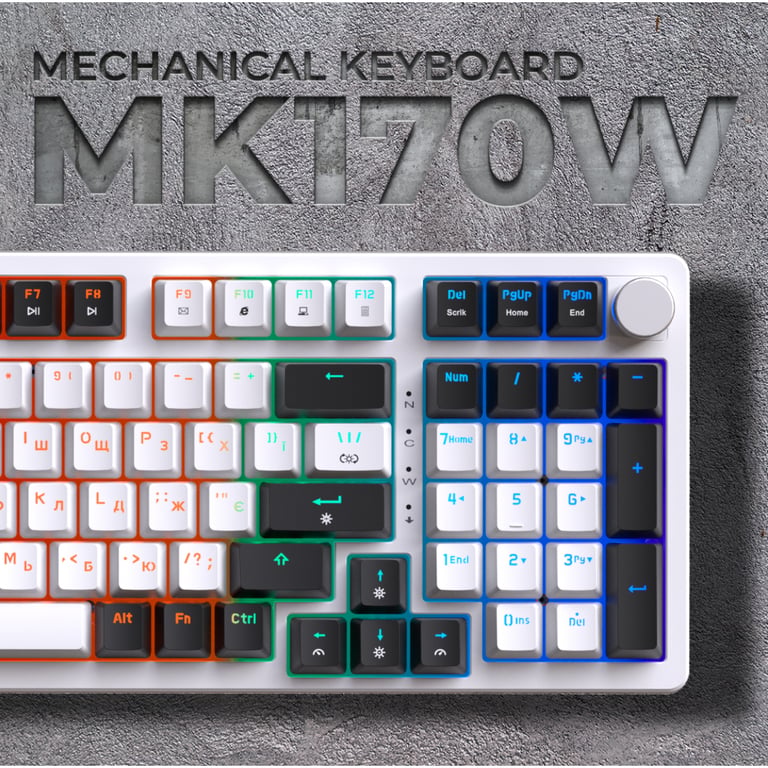 Клавіатура GamePro MK170W Hot-Swap Red Swich RGB USB UA White (MK170W) - фото 4