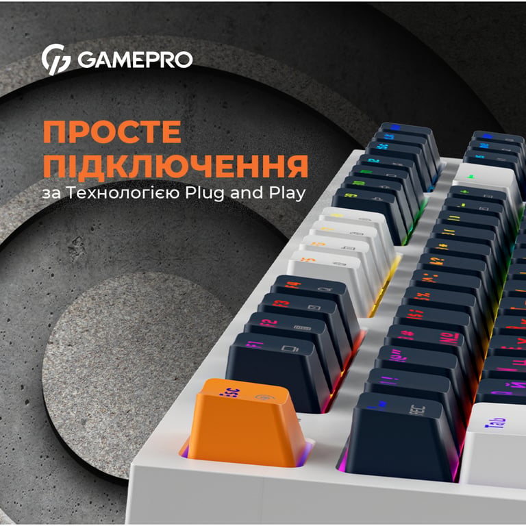 Клавіатура GamePro MK180W Hot-Swap Red Swich RGB USB UA White (MK180W) - фото 12