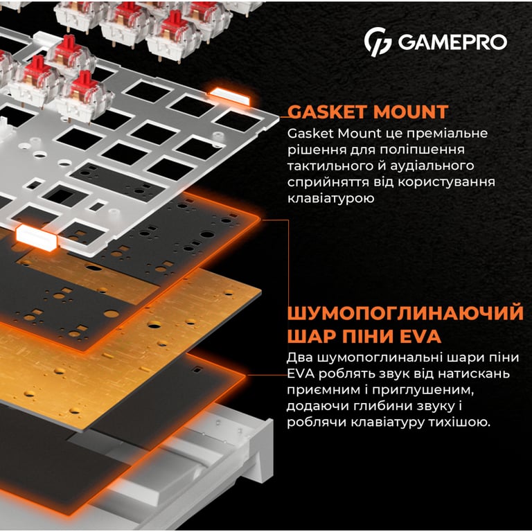Клавіатура GamePro MK180W Hot-Swap Red Swich RGB USB UA White (MK180W) - фото 5
