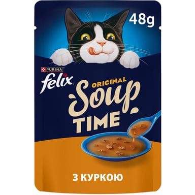 Вологий корм для кішок Purina Felix Суп з куркою 48 г (8445290571243) - фото 1