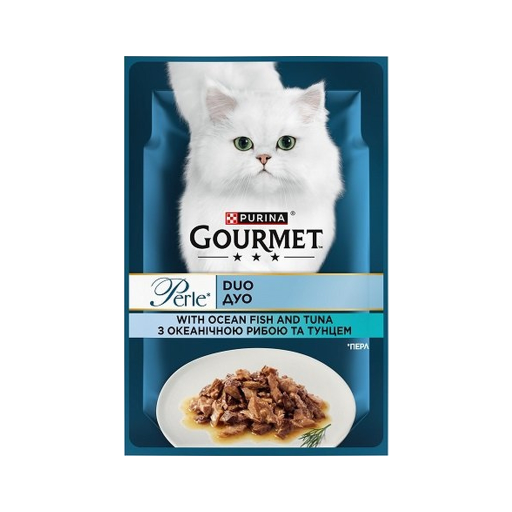 Вологий корм для кішок Purina Gourmet Perle з Океанічною рибою, Тунцем в підливі 85 г (8445291188099) Вологий корм для кішок Purina Gourmet Perle з Океанічною рибою, Тунцем в підливі 85 г (8445291188099)