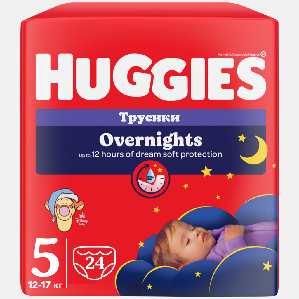 Підгузки Huggies Overnights Pants Трусики 5 12-17 кг 24 шт. (5029053581095) - фото 2 Підгузки Huggies Overnights Pants Трусики 5 12-17 кг 24 шт. (5029053581095) - фото 2