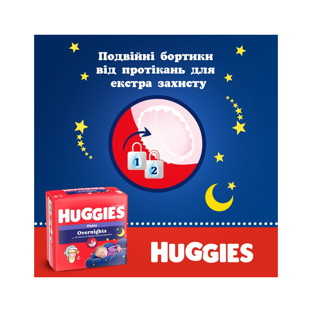Підгузки Huggies Overnights Pants Трусики 5 12-17 кг 24 шт. (5029053581095) - фото 9 Підгузки Huggies Overnights Pants Трусики 5 12-17 кг 24 шт. (5029053581095) - фото 9