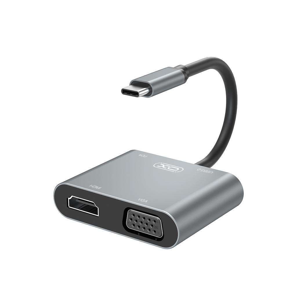 Перехідник XO 4-in-1 Dock USB-C (HDMI/VGA/USB3.0/USB-C PD) (XO-HUB001SL) - фото 1