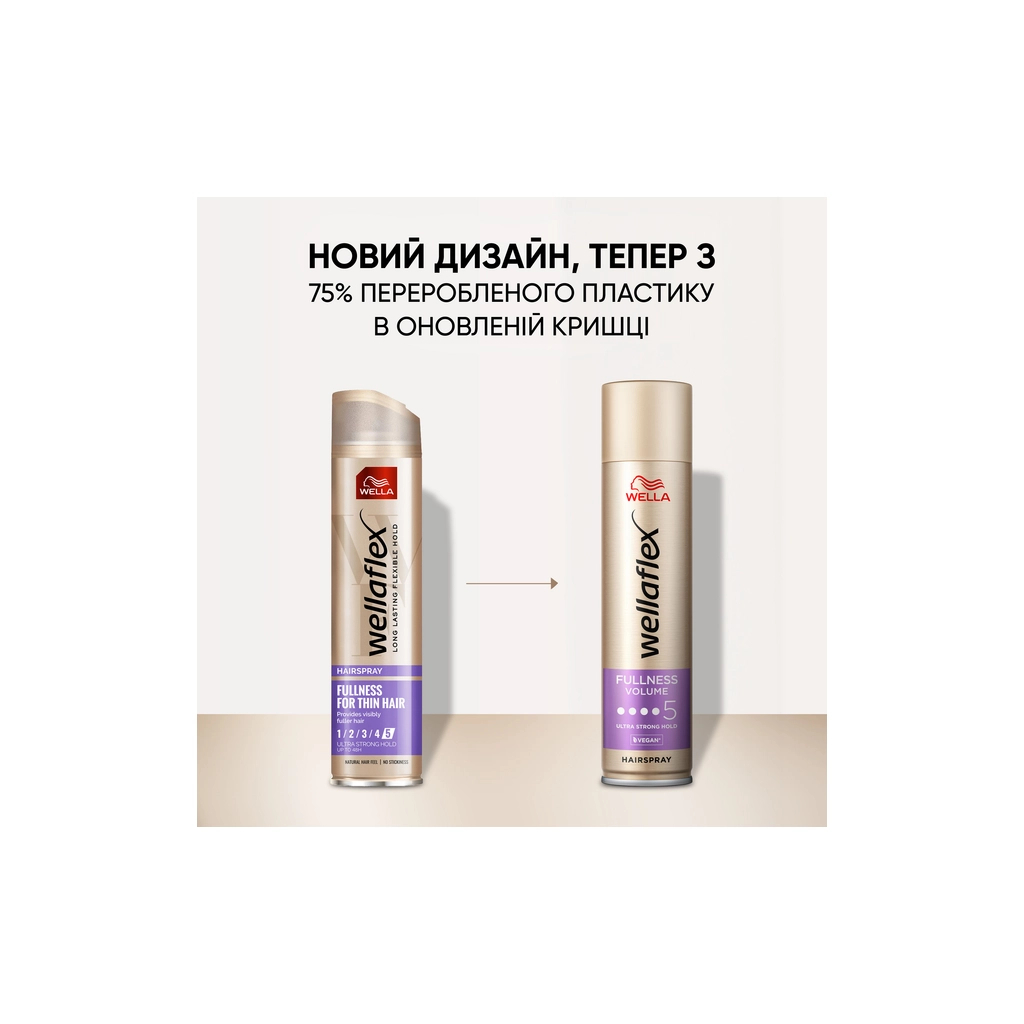 Лак для волосся WellaFlex Fullness Volume 5 Ultra Strong Hold 250 мл (4056800912452) - фото 7 Лак для волосся WellaFlex Fullness Volume 5 Ultra Strong Hold 250 мл (4056800912452) - фото 7