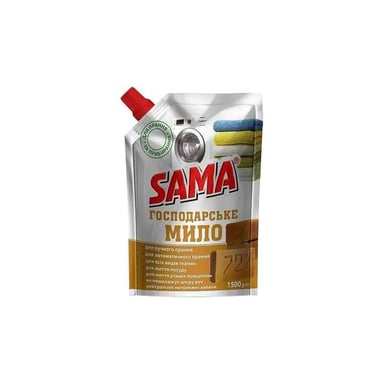 Гель для прання Sama Мило господарське рідке Дой-пак 1.5 кг (4820270630778) - фото 1