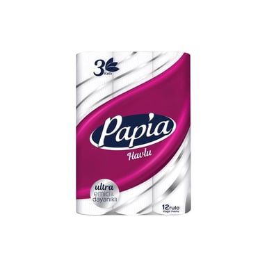Паперові рушники Papia 3 шари 12 рулонів (8690536011001) - фото 1