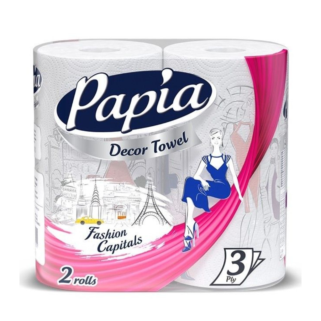 Паперові рушники Papia Decor 3 шари 2 рулони (8690536019021) - фото 1
