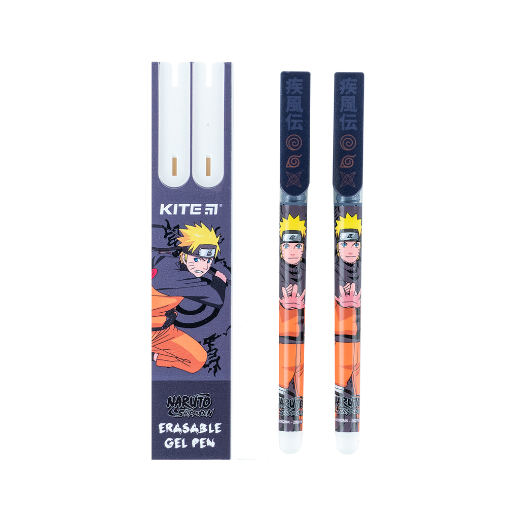 Ручка гелева Kite пиши-стирай Naruto синя, 2 шт у пеналі (NR24-069) - фото 2 Ручка гелева Kite пиши-стирай Naruto синя, 2 шт у пеналі (NR24-069) - фото 2