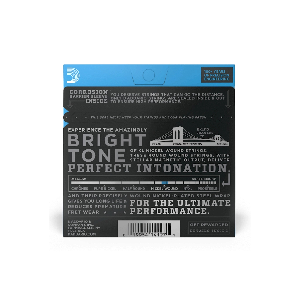 Струни для гітари D'Addario XL Nickel Wound Regular Light (10-46) (EXL110) - фото 3 Струни для гітари D'Addario XL Nickel Wound Regular Light (10-46) (EXL110) - фото 3