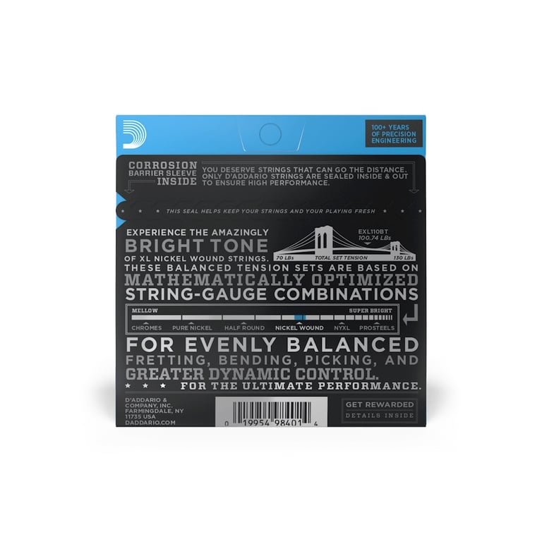 Струни для гітари D'Addario XL Nickel Wound Regular Light Balanced Tension (10-46) (EXL110BT) - фото 3